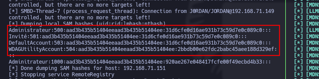 Successful SMB relay output