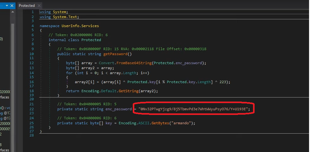 Searching UserInfo.exe code in dnSpy