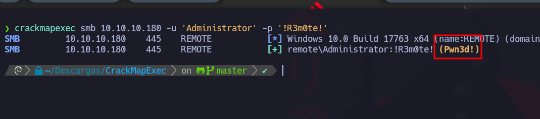 SMB credential validation with CrackMapExec